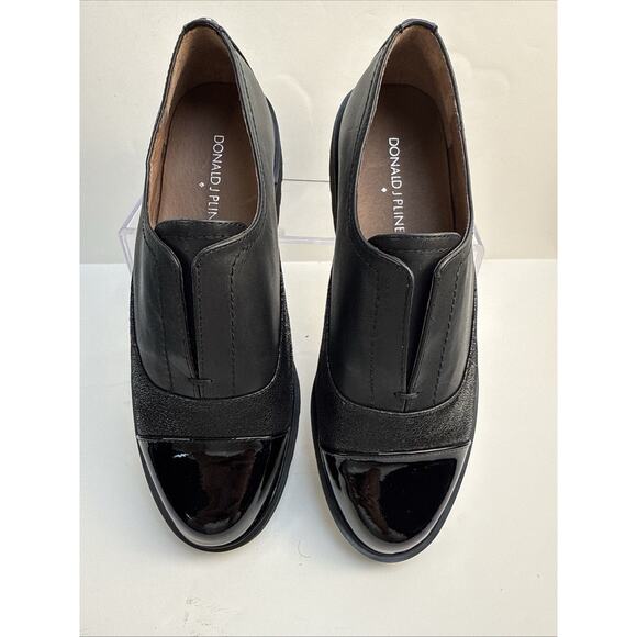 DONALD PLINER Womens 5.5 Cloud Slip-on Loafers Black Leather Patent NWB - Picture 3 of 10